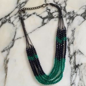 Talbots Teal + Navy Bead Necklace